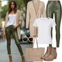 Leather leggings outfits Ovratnik s pritrdilnimi gumbi za dame image