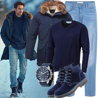 Outfit mit Blau/Dunkelblau/Hellblau Parka/Langer Wintermantel/Daunenmantel/Dreiviertellanger Mantel/Übergangsmantel/Steppmantel/Langer Daunenmantel Tom Tailor Denim "Perfekt für den Herbst"