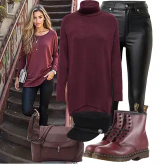 Elegantan Outfit sa Crna/Tamnozelena/Zeleno/Bijela Traperice Kožna Jakna/Bikerske Traperice/High Waist Traperice/Traperice s Prorezom/Termo Traperice Dr. Denim "Jesenski outfiti"Look: Rap, Elegantan, Prekrasan, Mokri izgled, Old Money, Techno, Jazz, cool