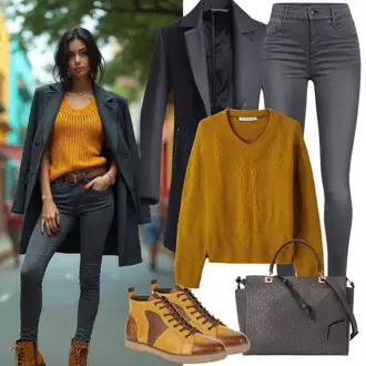 Krátká Outfit s Černá Kabát s Kapucí/Pletený Fleecový Kabát/Zimní Kabát Vlněný kabát/Scuba Kabát/Lodenový kabát/Vlněný Fleecový Kabát/Fleecový Kabát ONLY Carmakoma "Perfektní pro podzim"