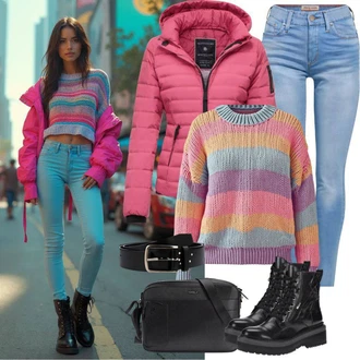 Inspirace pro outfity Old Money s Černá Šněrovací Kotníková Bota/Kožená bunda/Vycpaná kozačka/Gumová Kotníková Bota/Bojová Bota/Klasická kozačka/Plochá Kotníková Bota/Kozačka se zipem About You "Perfektní pro zimu"Look: Bad Taste, Cool, Metal, Old Money, Venkovní, Unisex