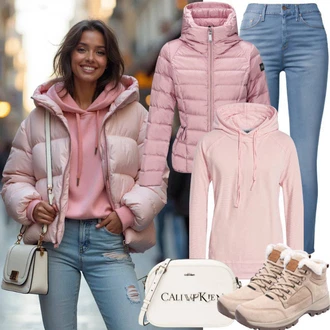 Outfit s Růžová/Červená Mikina/Originální Mikina/Svetr S Kapucí/Sportovní Mikina Ragwear "Perfektní pro zimu"