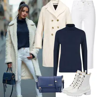Outfit s Krémová/Bílá/Béžová Vintage Kabát/Teddy Kabát/Kožich Kabát/kabát z Lamy Dorothy Perkins (Petite) "Podzimní outfit"