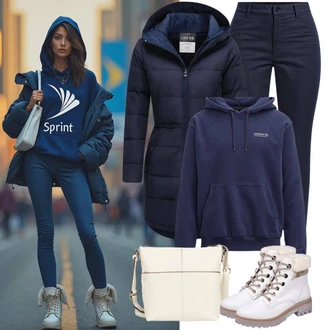 Outfity na zimu s Tmavě modrá/Modrá Zimní bunda/Rovná Džína/Termální Džíny/Slim Fit Džíny/Kožené Boty/Sportovní boty/High Waist Džínové Kalhoty/Kožená bunda/Džíny s Rozparkem/Dámské Džíny s Délkou 7/8/Džíny Regular Fit GERRY WEBER "Podzimní volnočasový outfit"