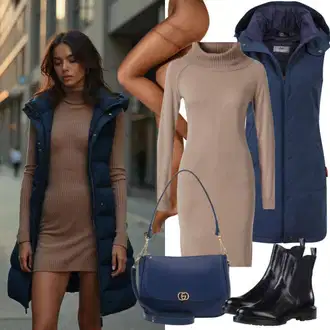 Outfit s Béžová/Hnědá Punčochy Proti Trombóze/Samodržící Punčocha/Podržte Punčochu/Nylonová punčocha/Punčocháče HUNKEMÖLLER "Podzimní volnočasový outfit"