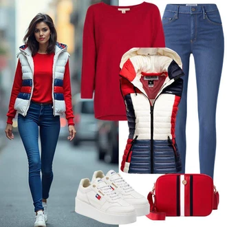 Outfit s Červená Kardigan Vlněný kardigán/Vintage svetr/Kardigán se stojatým límečkem/Krátký svetr/Kardigán s kulatým výstřihem/Svetr boucle Trendyol "Podzimní volnočasový outfit"