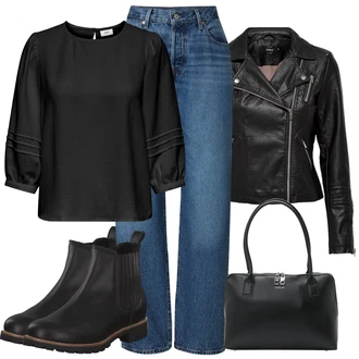 outfit mit Črna/Rdeča Plašč Only "Popoln za jesen"