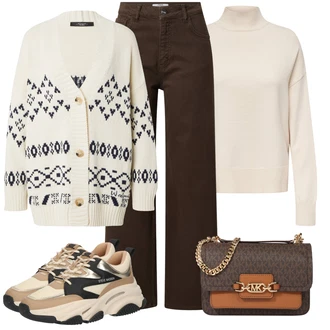 Boks outfit mit Temno rjava/Khaki/Temno zelena/Rjava/Siva/Bež Torba za čez ramo/Torbica za čez ramo/Torba za čez ramo/Billfold/Mini torbica/Satchel torba MICHAEL Michael Kors "Popoln za jesen"Look: Tek, Boks, Hoja, Delovni