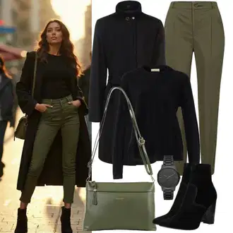 Naguban ovratnik outfit mit Črna Volneni Plašč/Dolg Plašč/Midi Plašč/Oversize Plašč/Dolg plašč/Plašč iz Kašmirja By Malene Birger "Popolno za delo"