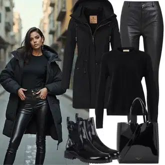Black Outfits Estetski mit Črna/Rdeča/Rumena/Modra/Svetlo modra/Rjava Jakna s Kapuco/Snowboard Jakna/Pohodniška jakna/Zunanja Jakna/Vetrovka/Parka mr. gugu & miss go "Popolno za jesen"Look: Hipster, Ulična moda, Estetski, Layered, Unisex, Zunaj, Rap, Kul, Skater