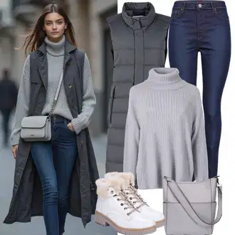 Zimske Outfiti Kratka mit Srebrna/Škrlatna/Siva/Bela Puh Brezrokavnik/Puhasti Brezrokavnik/Reverzibilni Brezrokavnik/Kratek Telovnik/Prešiti Brezrokavnik Calvin Klein "Popolno za zimo"