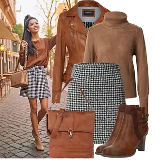 Outfit sa Smeđa/Kaki/Siva/Bež Vuneni Džemper/Jednostavni Džemper/Pulover s Rol Ovratnikom/Džemper Od Kašmira/Džemper s rol ovratnikom/Carmen Džemper/Izrezani Džemper Vila "Jesenski outfiti"