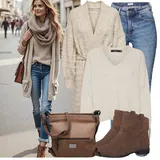 Outfity s béžovými kabáty pro plnoštíhlé image