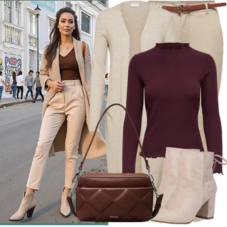 Vysoké Podpatky Outfit s Béžová/Hnědá Kotníková Bota Na Podpatku/Zimní kotníková bota/Kotníková Bota s Podšívkou/Letní kotníková kozačka/Šněrovací Kotníková Bota About You "Lehký outfit"