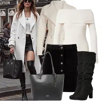 Boja Outfit sa Bež/Bijela/Smeđa/Kaki Vuneni Kaput/Lagani Kaput/Midi Kaput/Kaput od Kašmira/Dugi kaput/Pleteni Kaput/Zimski Kaput Vuneni kaput/Baloner/loden kaput Vila "Lagana odjeća"Look: Boja, klasický, Old Money, Preodjeven, Ured, Poslovni, Sveučilišna