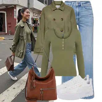 Stil Outfit sa Svjetloplava Traperice Široke Nogavice/Ženske Traperice 7/8 Dužine/Dad Traperice/Traperice s Prorezom/Culotte Traperice/Vintage traperice/Traperice Opuštenog Kroja/Trapez Traperice/Muška majica/Skraćene Traperice Only "Moderan izgled za jesen"