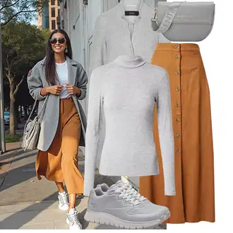 za srednje godine Outfit sa Smeđa/Bež/Narandžasta Nekategorizirano Iriedaily "Jesenski outfiti"Look: Rap, A-kroj, Rad, Western, za srednje godine, Sveučilišna, Divlji Zapad
