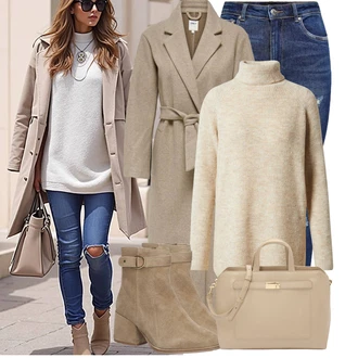 Outfit sa Siva/Smeđa/Bež/Kaki Vuneni Kaput/Midi Kaput/Dugi kaput/Kaput od Kašmira/loden kaput/Dugi Kaput/Zimski Kaput Vuneni kaput Only "Jesenski outfiti"