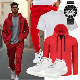 Logoprint Outfit mit Grau/Hellgrau Kurzarm T-Shirt/Laufschuhe für Männer/Funktions T-Shirt/Ausgefallenes T-shirt/Casual T-Shirt/Klassische Länge/Sport-T-Shirt Fruit Of The Loom "Sport Outfit"