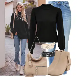 Outfit sa SvjetloPlava/Plava Kožna Jakna/Čizma do Gležnja/Traperice s Rupom/Zimska jakna/Slip-on Traperice/Kožne Cipele/High Waist Traperice/Muška Kožna Jakna/Push-up Traperice/Traperice s Prorezom VERO MODA "Jesenski outfiti"