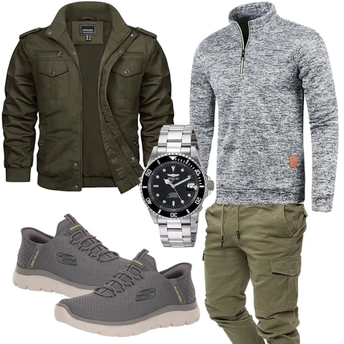 Camouflage Dunkelgrün/Khaki CargoJacke/FliegerJacke/MilitärJacke TACVASEN kombinieren