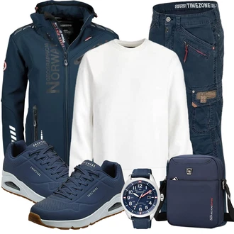 Sportlich Ski Outfit mit Geographical Norway "Street Style Outfit"Look: Rap, Sportlich, Outdoor, Rad, Indoor, Dad, Schütze, Ski, Airsoft, Angeln, Wandern, Snow­boarden, Trekking