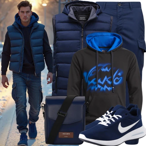 Dunkelblau CargoHose/Zip Off Hose/WinterHose/FunktionsHose/Carpenter Hose/Cargo-JoggingHose Carhartt kombinieren mit Dunkelblau Tasche Schulranzen/SchulterTasche/SchulterTasche/UmhängeTasche Tamaris