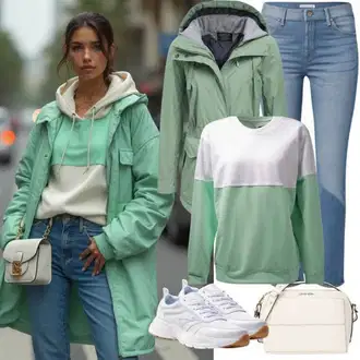 Outfit s Zelená/Světle zelená Outdoorové Bundy/Bunda 2v1/Snowboardová Bund/Plachtařská bunda/Funkční Bunda/Bunda s Kapucí/Lyžařská bunda 4F "Stylový vzhled pro podzim"