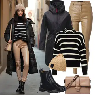 Outfity na zimu Pruhovaný s Černá Pruhovaný Svetr/Mohair Pullover/Pletený Svetr Only "Stylový vzhled pro podzim"