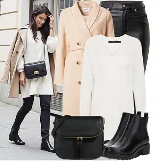 Elegantan Outfit sa Crna/Tamnozelena/Zeleno/Bijela Traperice Kožna Jakna/Bikerske Traperice/High Waist Traperice/Traperice s Prorezom/Termo Traperice Dr. Denim "Trendovska jesenska odjeća"Look: Rap, Elegantan, Prekrasan, Mokri izgled, Old Money, Techno, Jazz, cool