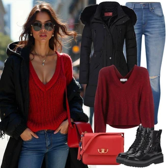 Outfit s Černá Kozačka Gumová Kotníková Bota/Kožená bunda/Plochá Kotníková Bota/Zimní Kozačka z jehněčí kůže/Ovčí Kožešinová Bota/Kotníková Bota s Podšívkou/Chelsea Boty/Kožená kotníková bota Vagabond Shoemakers "Zimní vzhled"