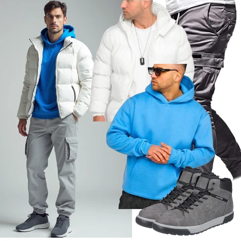 Weiß/Creme Thermojacke/Kunstfaserjacke/Schlupfjacke/Winterjacke/Daunenjacke/SommerDaunenjacke/Kapuzenjacke/Puffer Jacke Behype kombinieren