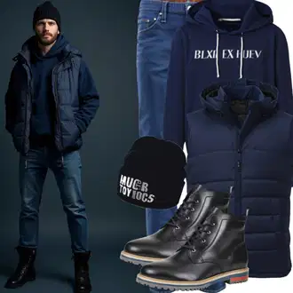 Outfit mit Schwarz Schnürstiefelette/Springerstiefel/Flache Stiefelette/Klassischer Stiefel/Lammfell Stiefel/Leder Stiefelette/Schnürschuh Tommy Hilfiger "Alltags Outfit"