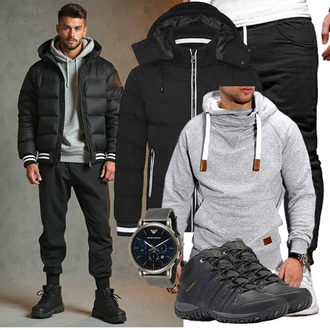 Metal Konzert Outfit mit Schwarz Nachhaltige Jacke/Jacke mit Seitlichem Reißverschluss/Skijacke/Kapuzenjacke/Sommerdaunenjacke/Daunenjacke/Winterjacke/Puffer Jacke Behype "Alltags Outfit"Look: Rap, Indoor, Sportlich, Unisex, Hip Hop, Metal, Outdoor, Moderne, Lack, Bar, Wasen, Electro, Konzert, Silvester, Schule, Bayram, Pop Konzert