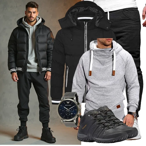 Schwarz Nachhaltige Jacke/Jacke mit Seitlichem Reißverschluss/Skijacke/Kapuzenjacke/Sommerdaunenjacke/Daunenjacke/Winterjacke/Puffer Jacke Behype kombinieren