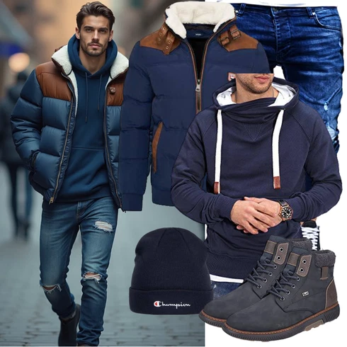 Dunkelblau/Rot/Hellblau/Blau KunstfaserJacke/ThermoJacke/TrachtenstrickJacke/HerbstJacke/Außergewöhnliche Jacke/DaunenJacke/KapuzenJacke/SteppJacke/WinterJacke/Puffer Jacke Behype kombinieren