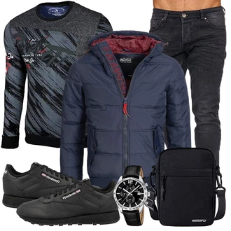 Outfit mit Blau Jumpsuit & Overall Overall/Winter Parka/Regenjacke Indicode Jeans "Alltags Outfit"