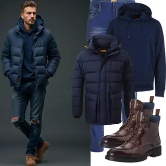 Outfit mit Schwarz Schnürstiefelette/Springerstiefel/Flache Stiefelette/Klassischer Stiefel/Lammfell Stiefel/Leder Stiefelette/Schnürschuh Tommy Hilfiger "Alltagsoutfit"
