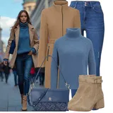 Outfity s modrými high waist džíny image