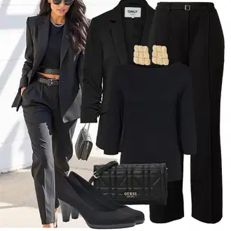 Outfit sa Crna/Tamnoplava Udobna pumpa/Pumpa na Niskoj Peti/Poslovna Obuća/Pumpica S Visokim Prednjim Dijelom MARCO TOZZI "Trendi Jesenski Outfit"