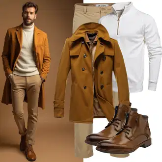Lyocell Outfit mit Weiß/Grau/Creme Rollkragenpullover/2-in-1 Pullover/Basic Pullover/Thermo Pullover/Polo-Pullover/Feinstrickpullover/Kaschmir Pullover Brax "Buro Outfit"