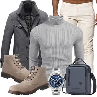 Outfit mit Blau Jumpsuit & Overall Overall/Wintermantel/Winter Parka Lavnis, Grau Jumpsuit & Overall Overall COOFANDY "Buro Outfit"