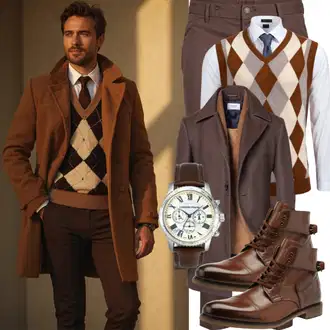 Party Outfits mit Dunkelbraun/Braun/Khaki/Beige Cordhose/Samthose/Herren Lederjacke/Cord Latzhose Carhartt "Business Outfit"