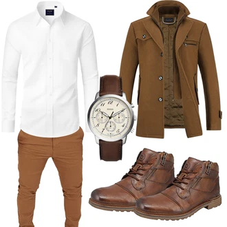 Herbst Outfits Festlich mit Weiß J.VER "Casual Business Outfit"Look: Boyfriend, Classic, Elegant, Festlich, Büro, Stil, Business, Dad