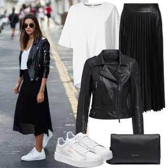 Outfit sa Crna Suknja Za Matični Ured/Duga Suknja/Plisirana Suknja/Srednjovjekovna Suknja/Suknja S Naborom/Vunena Suknja/Moderne Suknja/Maksi Suknja/Kršćanska Suknja/Midi Suknja Only "Casual Look"