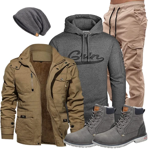 Beige/Braun Tazzio kombinieren mit Grün Hose/Winter Parka KEFITEVD