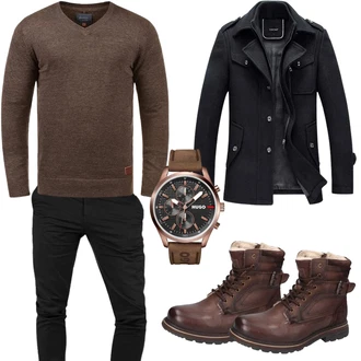 Outfit mit Blau Jumpsuit & Overall Overall/Wintermantel/Winter Parka YOUTHUP "Casual Outfit"