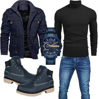 Herbst Outfit mit Blau/Hellblau/Dunkelblau Winter Sneaker/Trekkingstiefel/Gummistiefelette/Schnürstiefel/Lederjacke/Klassischer Stiefel/Winter Stiefelette/Wattierte Stiefel/Herren Lederschuhe/Wasserfester Schuh/Gefütterte Stiefelette/Sicherheitsschuh/Wasserdichter Stiefel Gaatpot "Casual Outfit"
