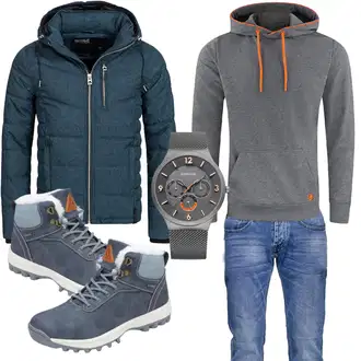 Winter Outfits Warme mit Grau/Blau/Dunkelblau/Hellblau Wasserdichter Outdoorschuh/Herren Lederschuhe/Trekkingstiefel/Wasserfester Schuh/Winter Sneaker Mishansha "Casual Outfit"