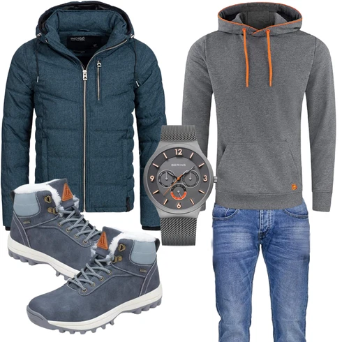 Grau/Blau/Dunkelblau/Hellblau Wasserdichter Outdoorschuh/Herren Lederschuhe/Trekkingstiefel/Wasserfester Schuh/Winter Sneaker Mishansha kombinieren